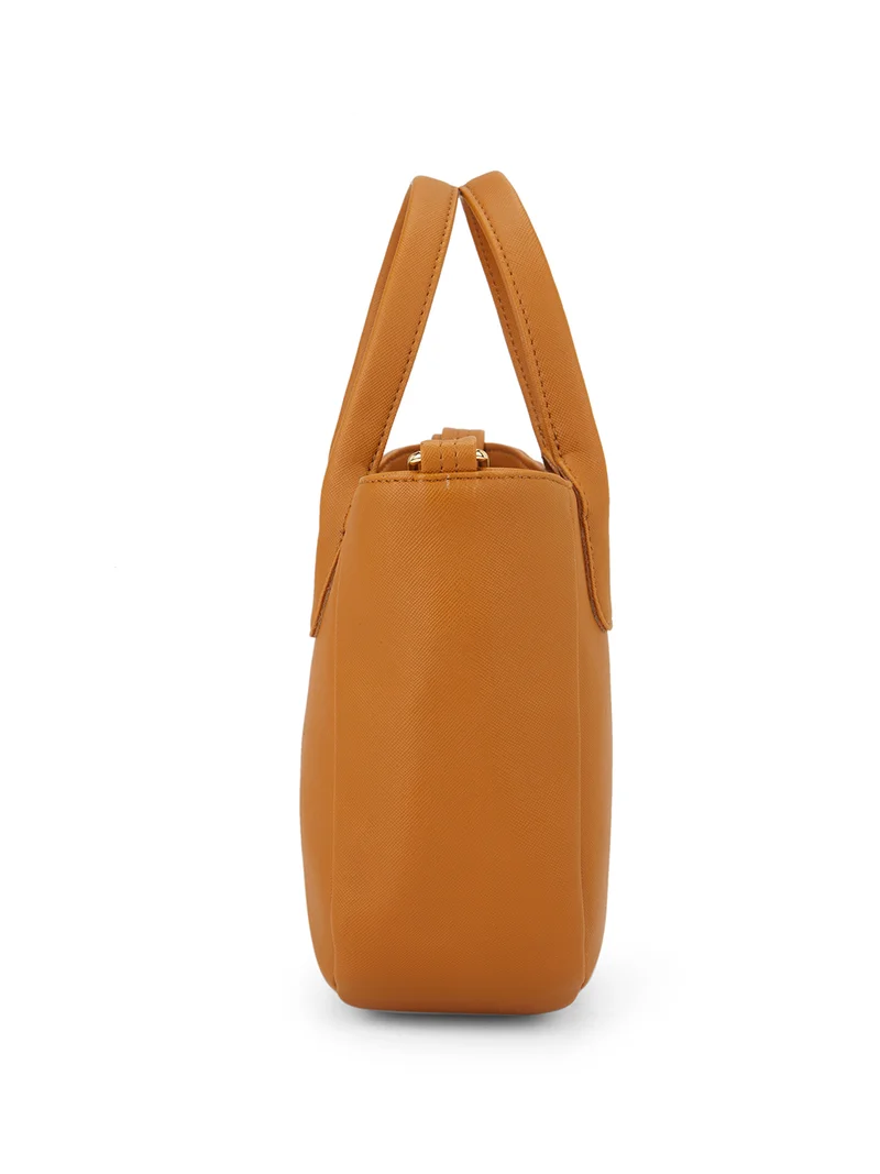 globus  Globus Women Tan Vegan Leather Textured Curved Shape Sling Bag With Adjustable Strap  | Best Price UAE